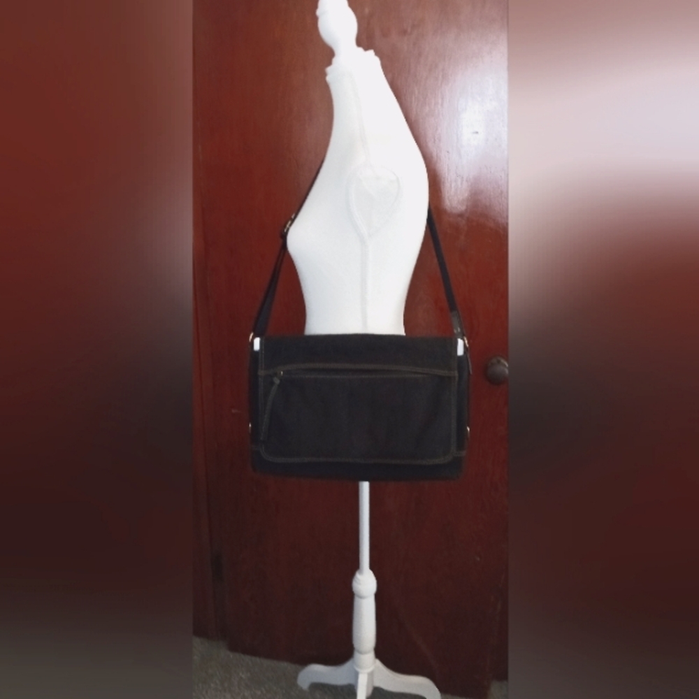 🌞Fossil Black Canvas Laptop Bag